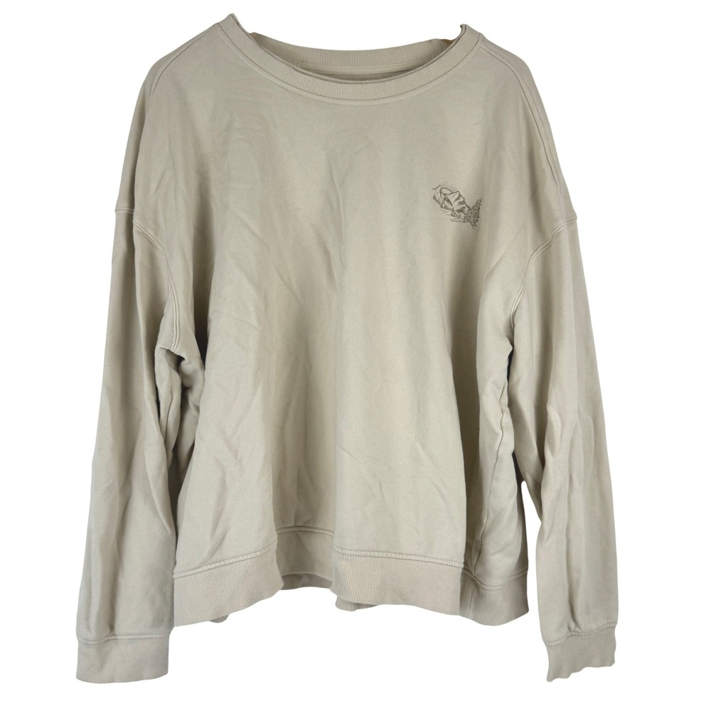 Goodfellow‎ & Co Mens XXL Beige Embroidered Mountain Graphic Sweatshirt Pullover